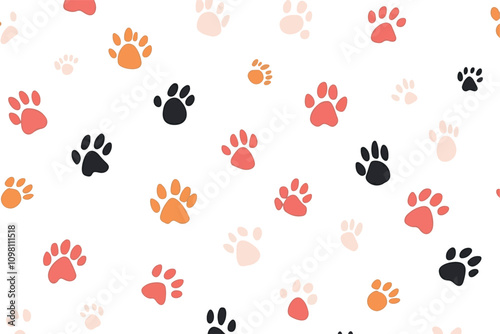 Whiskers & Paws Artistic Footprints, Grunge Icons, Symbols for Pet Enthusiasts Art & Illustration