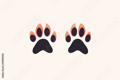 Whiskers & Paws Artistic Footprints, Grunge Icons, Symbols for Pet Enthusiasts Art & Illustration
