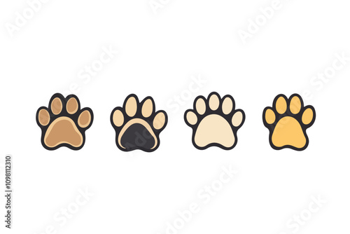 Whiskers & Paws Artistic Footprints, Grunge Icons, Symbols for Pet Enthusiasts Art & Illustration