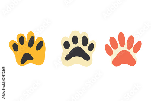 Whiskers & Paws Artistic Footprints, Grunge Icons, Symbols for Pet Enthusiasts Art & Illustration