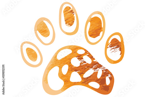 Whiskers & Paws Artistic Footprints, Grunge Icons, Symbols for Pet Enthusiasts Art & Illustration