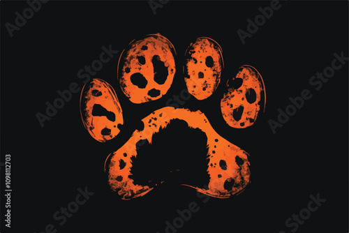 Whiskers & Paws Artistic Footprints, Grunge Icons, Symbols for Pet Enthusiasts Art & Illustration