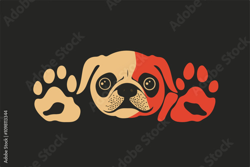 Whiskers & Paws Artistic Footprints, Grunge Icons, Symbols for Pet Enthusiasts Art & Illustration