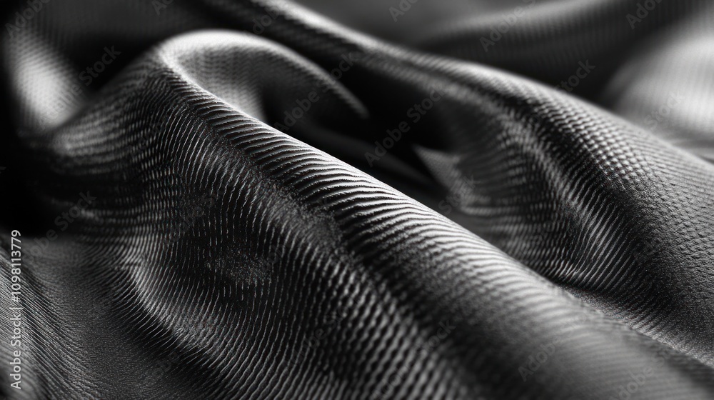 Naklejka premium Abstract Black Fabric Texture: A Study in Light and Shadow