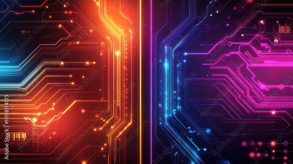 Obraz premium Abstract Circuitry Design with Vibrant Colors