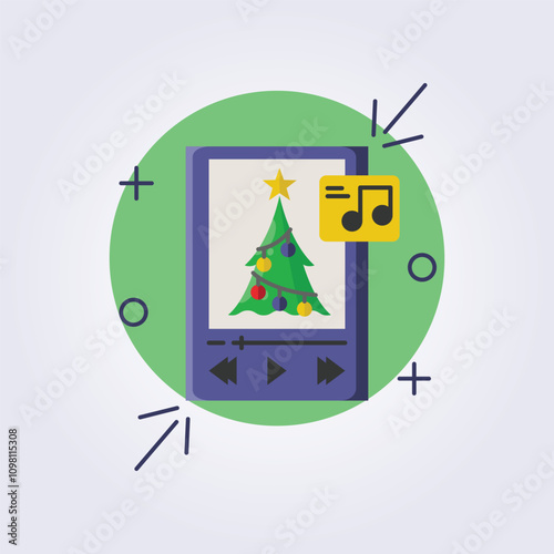 christmas music play list icon illustration vector design