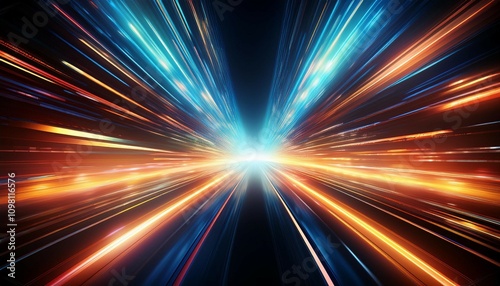 luminous speed surge warp light cutting edge tech sci fi speed trails motion blur zoom action light glint isolated backdrop technology and innovation speed light