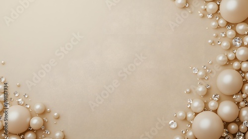 A stunning arrangement of pearls, gems, and crystals forming a decorative frame with space for custom text.