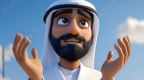 3D Cartoon Man in Traditional Clothing