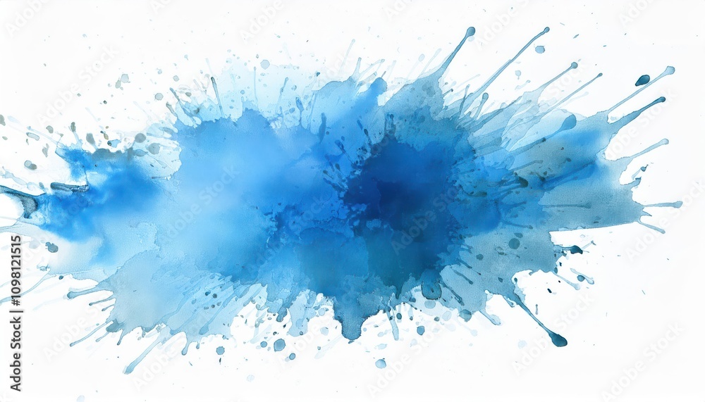 Fototapeta premium Dynamic Blue Ink Splash. Abstract Expressionism Highlighting Fluid Creativity, Ideal for Art Branding, Design Themes, or Educational Illustrations on Color Dynamics and Fluid Movement