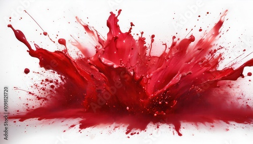 Dynamic Red Paint Explosion. Creative Concept of Energy, Passion, and Motion for Art, Advertising, and Visual Impact in Modern Design Illustrating Bold Expression and Fluid Energy in Motion photo