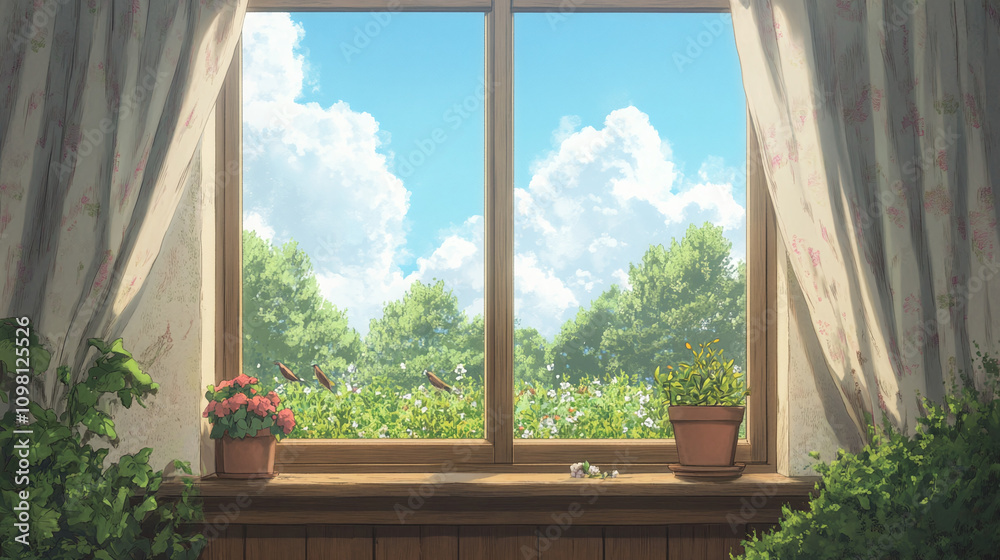 Fototapeta premium Charming Countryside Window View