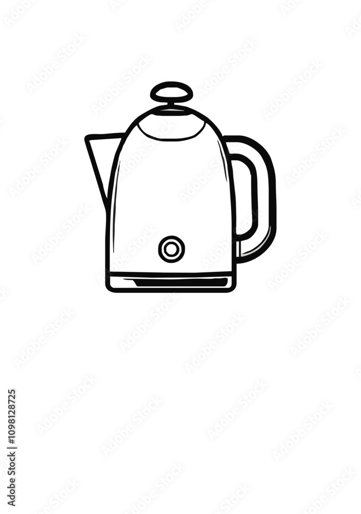 Obraz premium Stylish Retro Electric Kettle Vector Icon in Minimalist Black and White Design for Kitchenware Branding