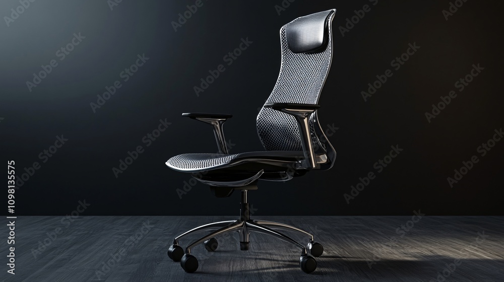 Obraz premium A sleek ergonomic office chair with a mesh backrestf