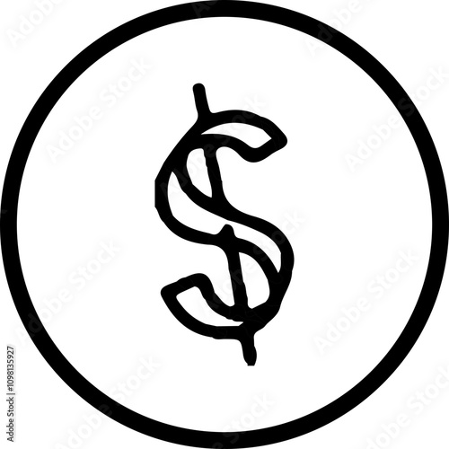 Dollar icon single line vector 