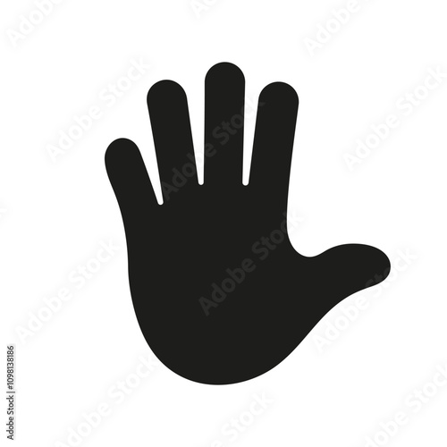 Hand Silhouette Icon Showing Open Palm Gesture. Hand Icon Symbol of Participate, Volunteer, Stop and Vote. Open Palm Hand Icon Signifying Stop or Greeting. Isolated Vector Illustration