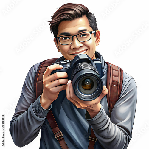 a photogapher holding dslr camera
