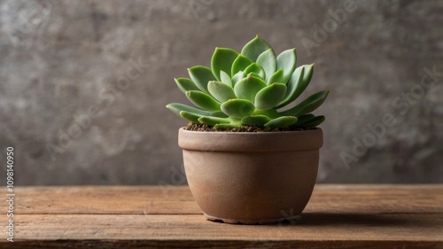 Cotyledon pendens ,Cliff Cotyledon Green Succulent Plant Pot On Wood Table Top Background photo