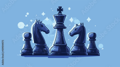 Chess Icons Game Portraits and Intellect in Action Figurines for intellectual game, colorful chess icons Art & Illustration