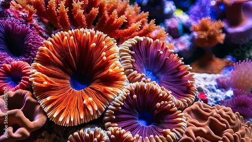 Vibrant Coral Reef with Colorful Marine Life in Underwater Ecosystem

 photo