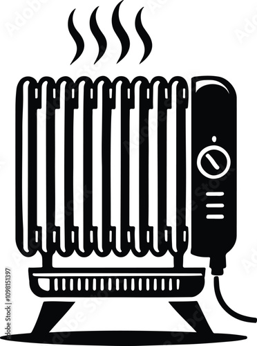 Room heater icon silhouette vector art illustration