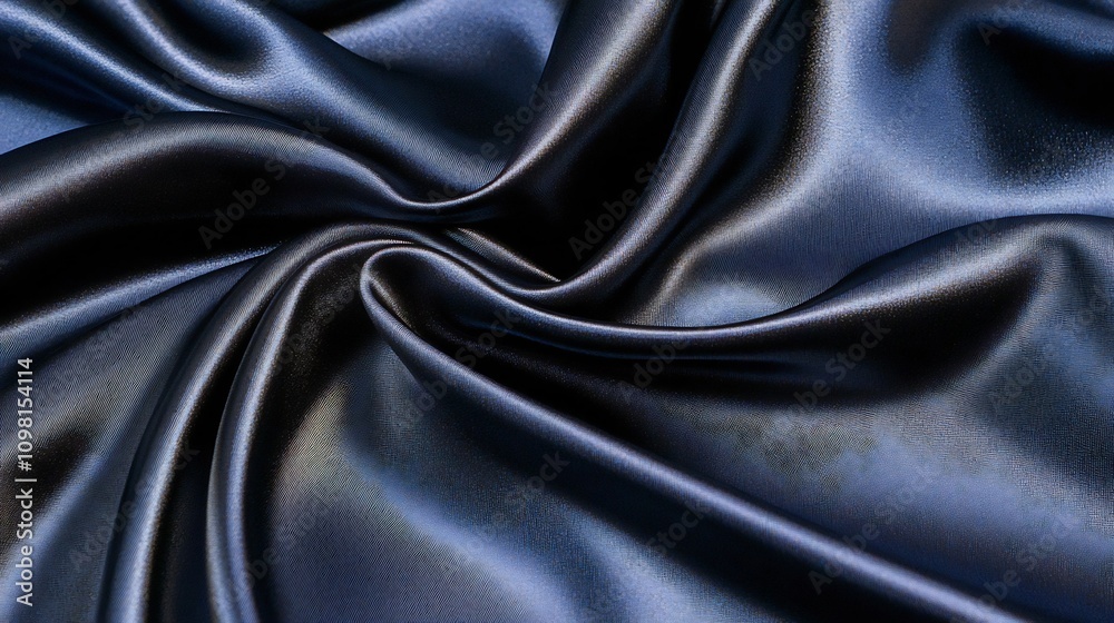 Fototapeta premium Luxurious Flowing Black Silk Fabric Texture Showcasing Elegant Sophistication