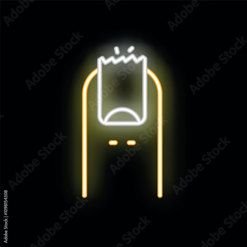 Glowing neon sign showing a finger with a torn nail representing bad habits