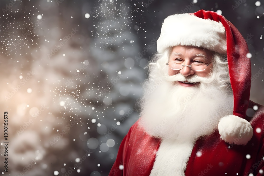 Jolly Santa Claus surrounded by a Sparkling Background that captures the essence of the Holidays