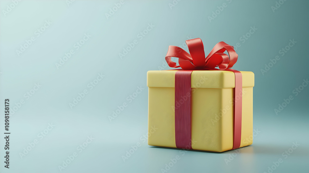 Obraz premium Pastel Yellow Gift Box 3D Render