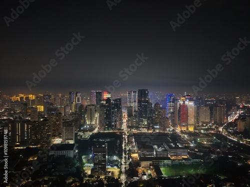Wallpaper Mural Drone Shot Night City Skyline Torontodigital.ca