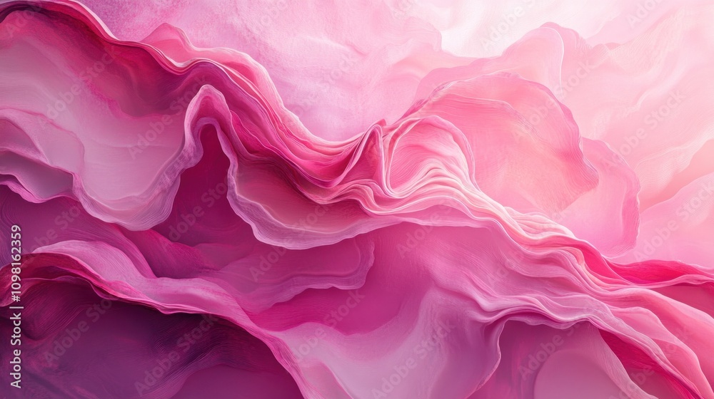 Fototapeta premium Abstract pink and purple fabric waves, flowing textile texture background.