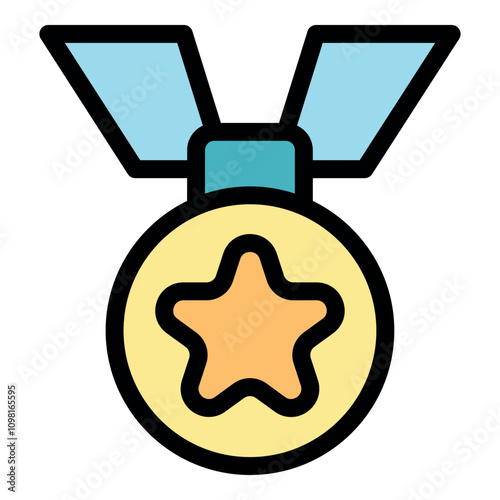 Gold medal with star symbolizing achievement, victory, and quality, perfect for rewarding excellence
