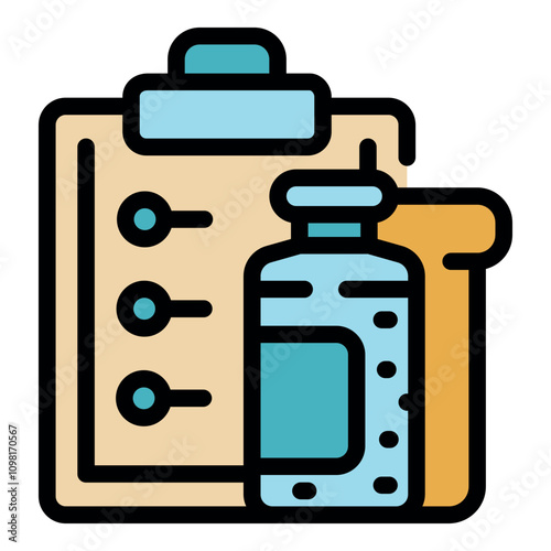 Vaccination schedule with vaccine bottle and medical clipboard representing immunization process