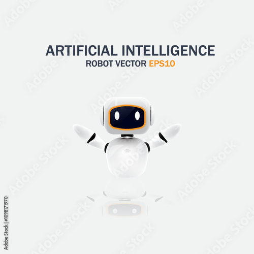 3D robot vector illustration, artificial intelligence cyborg concept