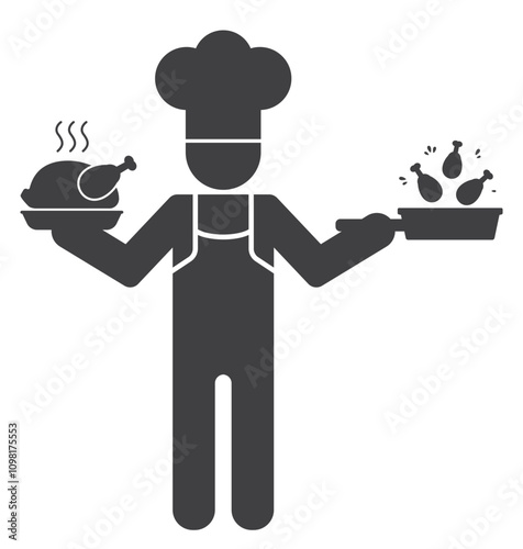 chef cook keep  fried chicken and drumstick food icon