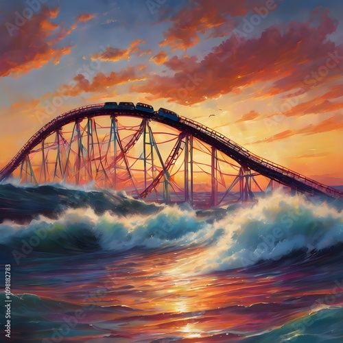 city harbour bridge at sunset