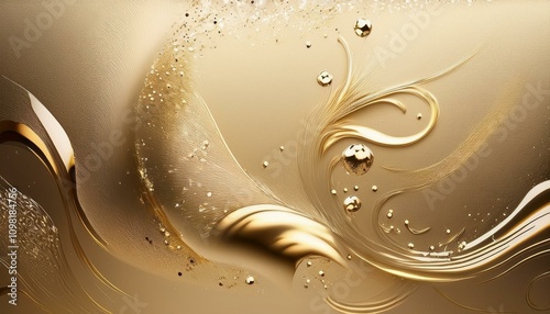 流れる金色のテクスチャー。コピースペースのある背景素材。 aiで生成