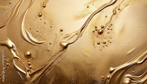 流れる金色のテクスチャー。コピースペースのある背景素材。 aiで生成
