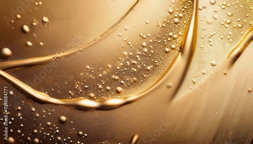 流れる金色のテクスチャー。コピースペースのある背景素材。 aiで生成