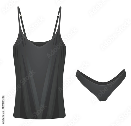 Female black underwear. vector illustration