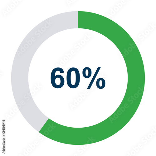Information round diagram 60 percent icon, infographic graphic pie design, marketing vector illustration .