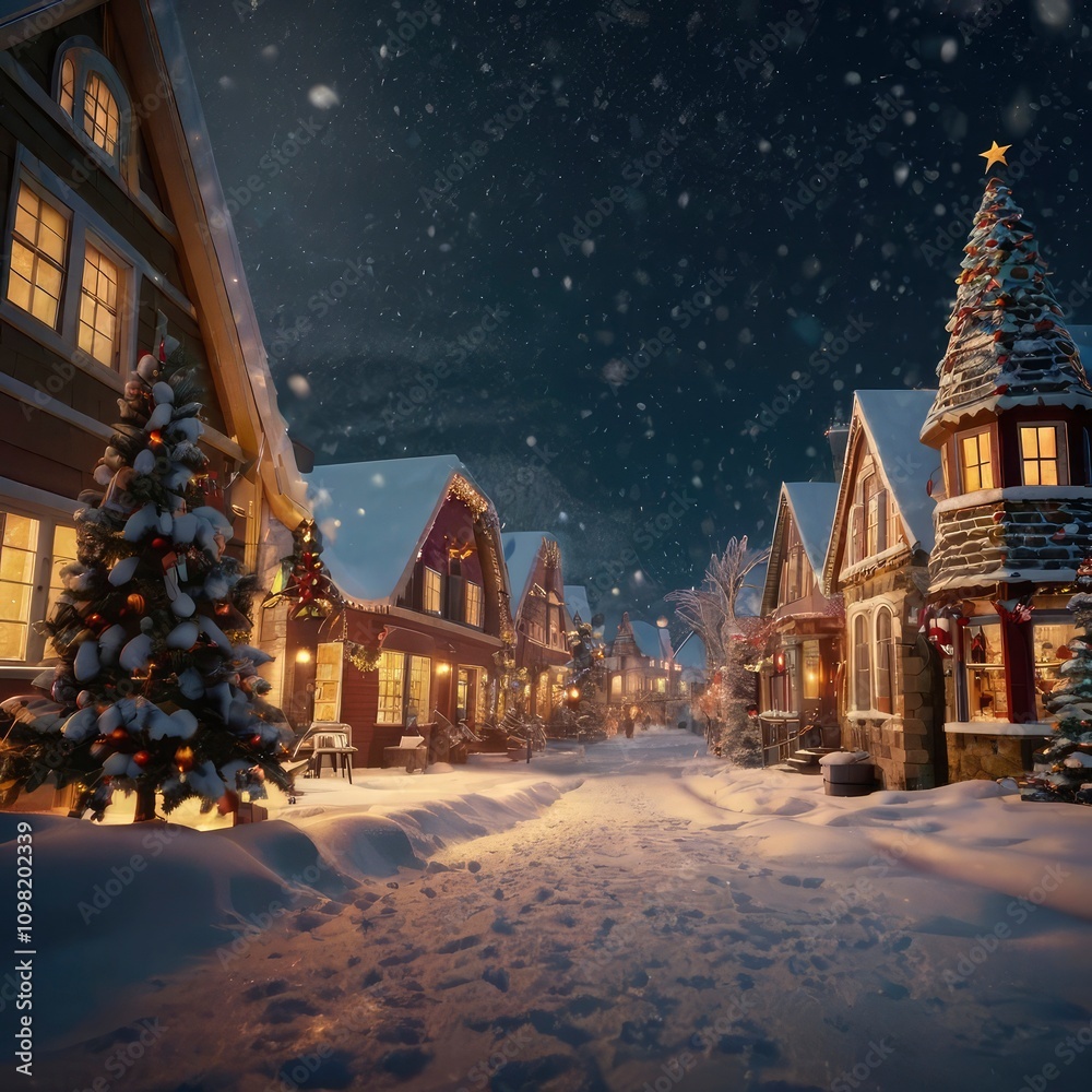 Naklejka premium Christmas house in the forest