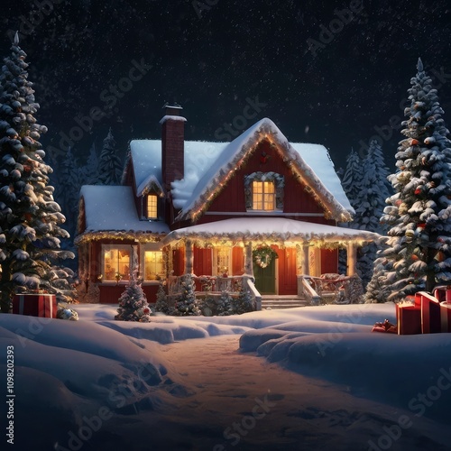 Christmas house in the forest