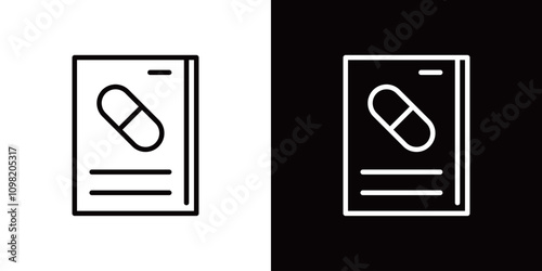 お薬手帳のシンプルなラインアイコン