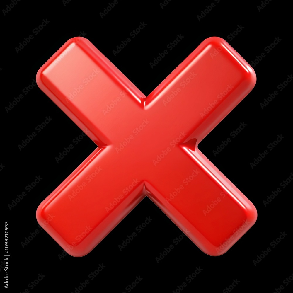 Obraz premium Negative Cross Mark 3d cartoon style illustration on transparent background. AI Generative