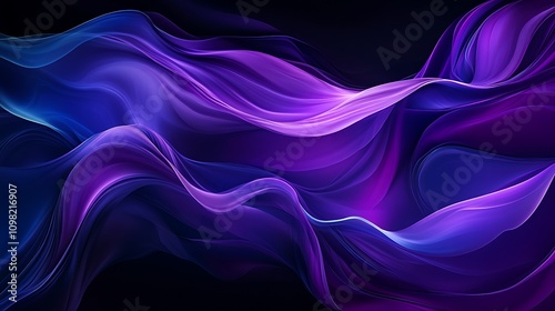 Wallpaper Mural A mesmerizing display of smoky violet purple and electric blue tones blending seamlessly over a matte black texture, forming abstract, fluid patterns. Torontodigital.ca