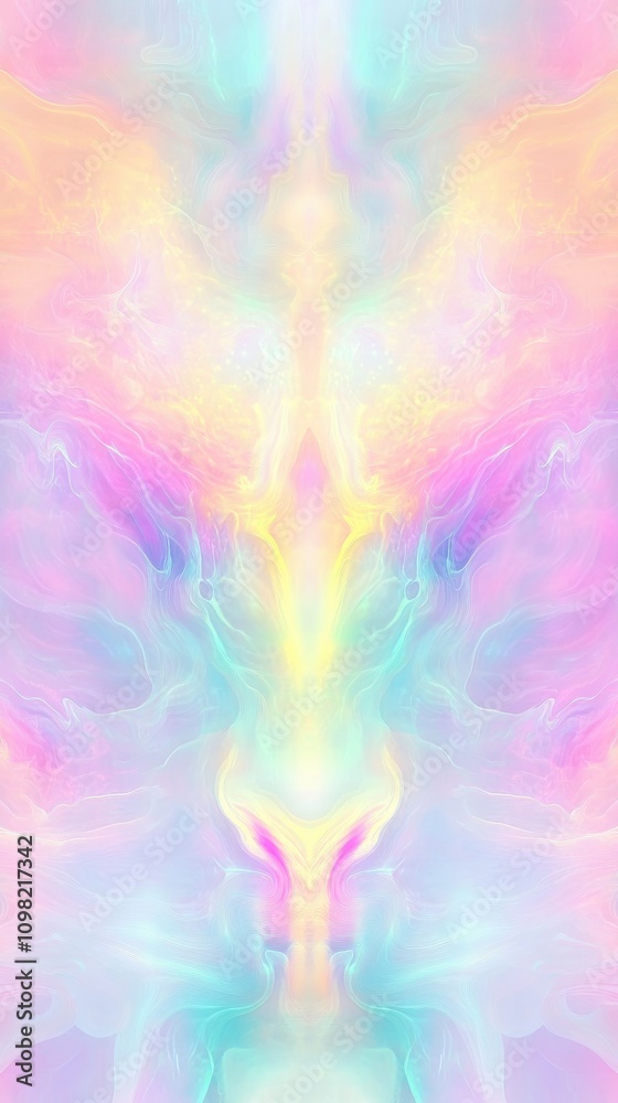 Obraz premium A vibrant, abstract swirl of pastel colors, creating an ethereal and dreamlike atmosphere.
