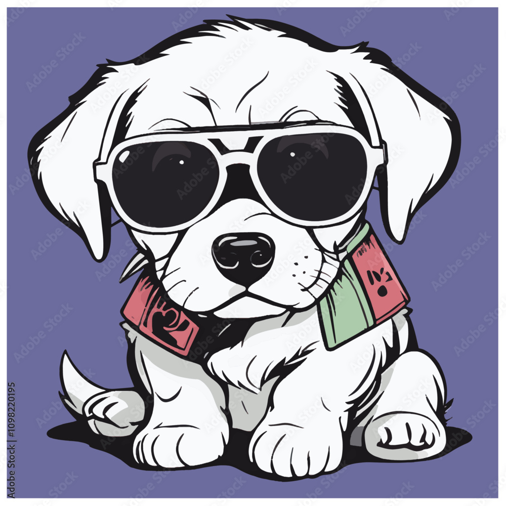 Fototapeta premium a cute dog wearing glasses in vector