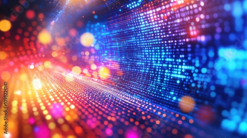 Wallpaper Mural Layers of pixelated grids forming an abstract cyber data pattern, with glowing points and soft focus along edges Torontodigital.ca