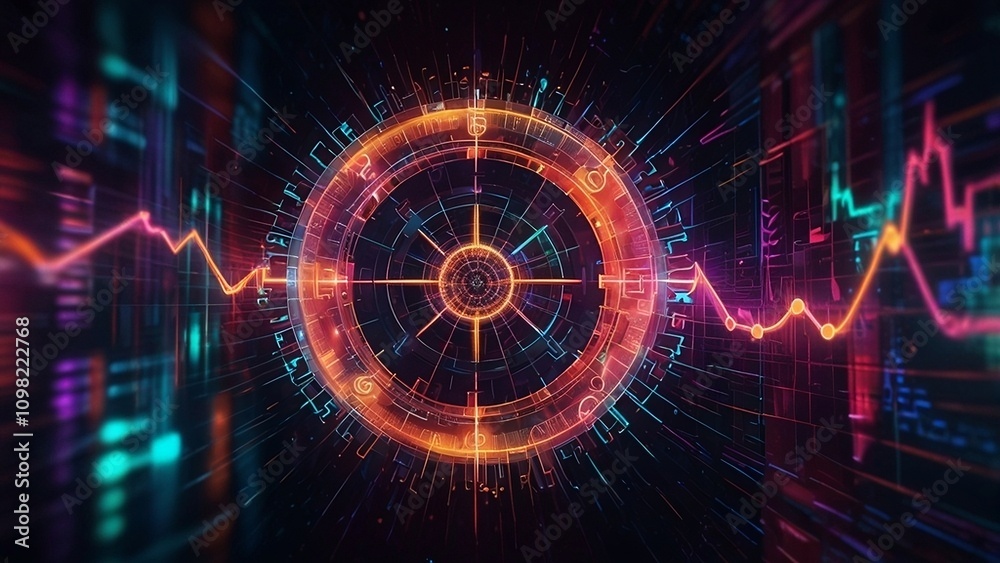 Fototapeta premium Futuristic Digital Interface With Abstract Circular Design